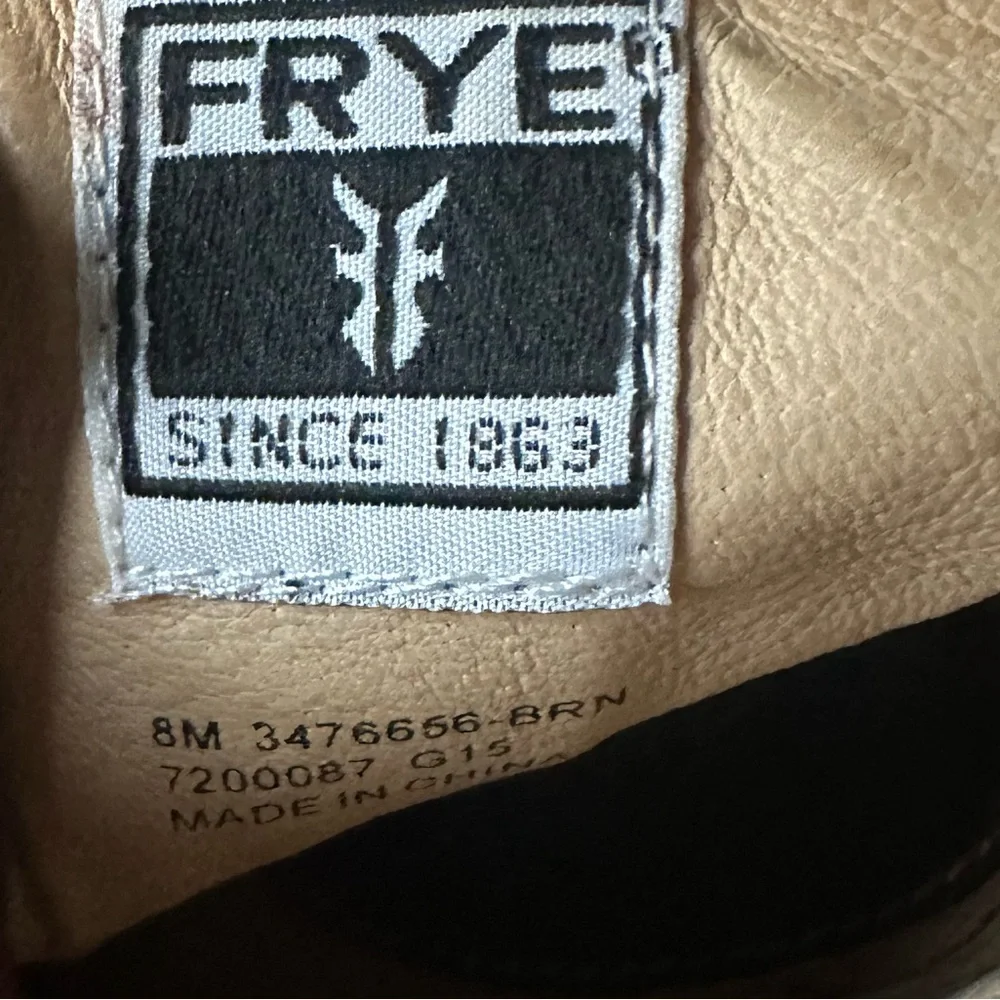 Frye Parker Moc Brown Suede Leather Bootie Rawhide Laces High Heel 8 - Picture 2 of 7